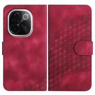 For vivo iQOO Z9s Pro / T3 Pro 5G India YX0060 Elephant Head Embossed Phone Leather Case with Lanyard(Rose Red)