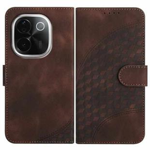 For vivo iQOO Z9s Pro / T3 Pro 5G India YX0060 Elephant Head Embossed Phone Leather Case with Lanyard(Coffee)