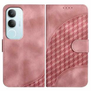 For vivo Y19s Global Elephant Head Embossed Phone Leather Case with Lanyard(Pink)