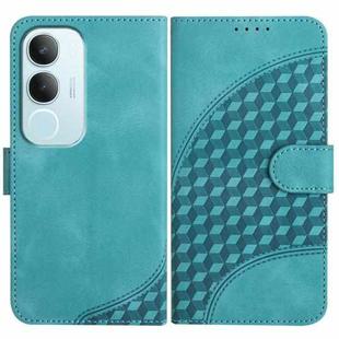 For vivo Y19s Global Elephant Head Embossed Phone Leather Case with Lanyard(Light Blue)