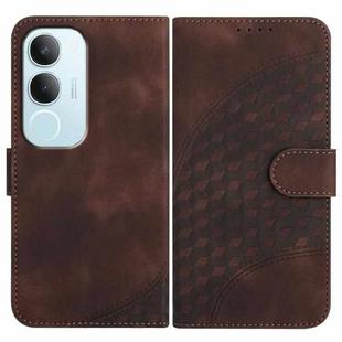 For vivo Y19s Global Elephant Head Embossed Phone Leather Case with Lanyard(Coffee)