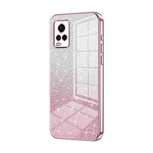 For vivo S7 / V20 Pro Gradient Glitter Powder Electroplated Phone Case(Pink)
