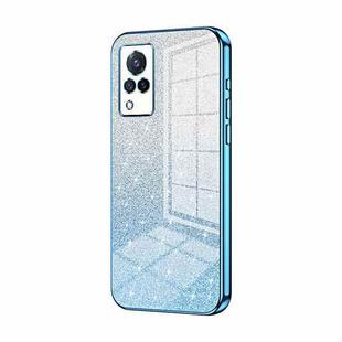 For vivo S9 Gradient Glitter Powder Electroplated Phone Case(Blue)