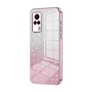 For vivo S9e Gradient Glitter Powder Electroplated Phone Case(Pink)