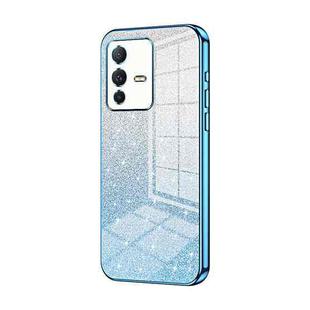 For vivo S12 / V23 5G Gradient Glitter Powder Electroplated Phone Case(Blue)