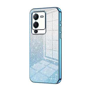 For vivo S15 Gradient Glitter Powder Electroplated Phone Case(Blue)