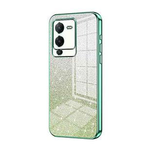 For vivo S15 Gradient Glitter Powder Electroplated Phone Case(Green)