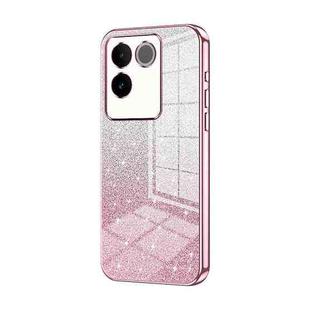 For vivo S17e / iQOO Z7 Pro Gradient Glitter Powder Electroplated Phone Case(Pink)