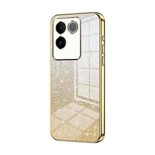 For vivo S17e / iQOO Z7 Pro Gradient Glitter Powder Electroplated Phone Case(Gold)