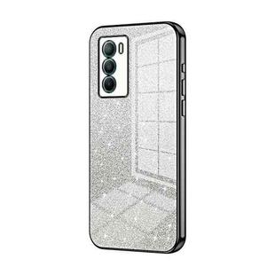 For vivo T1 / iQOO Neo5 SE Gradient Glitter Powder Electroplated Phone Case(Black)