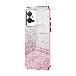For vivo T1 5G Gradient Glitter Powder Electroplated Phone Case(Pink)