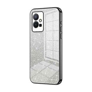 For vivo T1 5G Gradient Glitter Powder Electroplated Phone Case(Black)