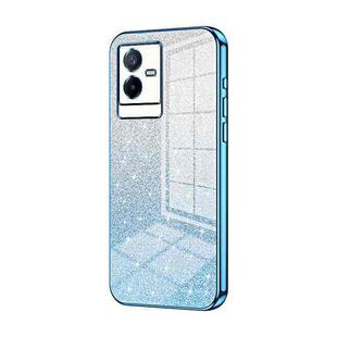 For vivo T2x Gradient Glitter Powder Electroplated Phone Case(Blue)