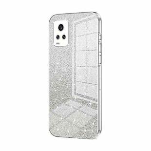 For vivo V20 Gradient Glitter Powder Electroplated Phone Case(Transparent)