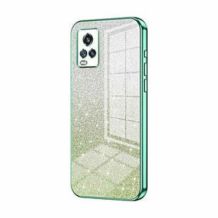 For vivo V20 Gradient Glitter Powder Electroplated Phone Case(Green)