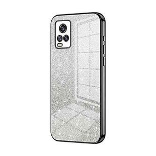 For vivo V20 Gradient Glitter Powder Electroplated Phone Case(Black)