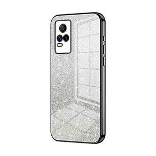 For vivo V21e / Y73 Gradient Glitter Powder Electroplated Phone Case(Black)