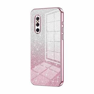For vivo X27 Gradient Glitter Powder Electroplated Phone Case(Pink)