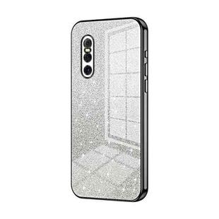 For vivo X27 Gradient Glitter Powder Electroplated Phone Case(Black)