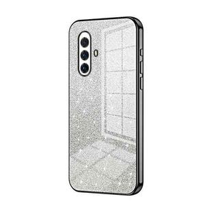 For vivo X30 Gradient Glitter Powder Electroplated Phone Case(Black)