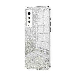 For vivo X50 Gradient Glitter Powder Electroplated Phone Case(Transparent)