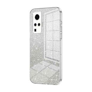 For vivo X50 Pro Gradient Glitter Powder Electroplated Phone Case(Transparent)