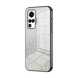 For vivo X50 Pro Gradient Glitter Powder Electroplated Phone Case(Black)