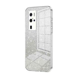 For vivo X50 Pro+ Gradient Glitter Powder Electroplated Phone Case(Transparent)