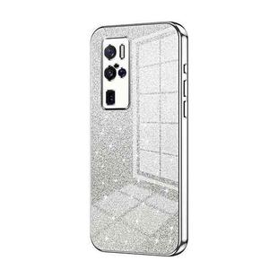 For vivo X50 Pro+ Gradient Glitter Powder Electroplated Phone Case(Silver)