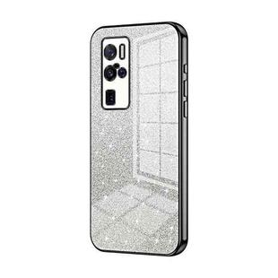 For vivo X50 Pro+ Gradient Glitter Powder Electroplated Phone Case(Black)