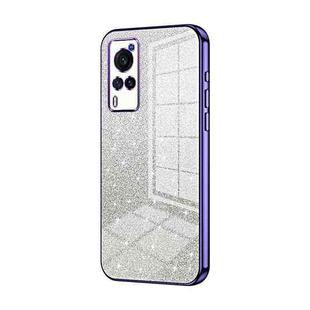 For vivo X60 Gradient Glitter Powder Electroplated Phone Case(Purple)