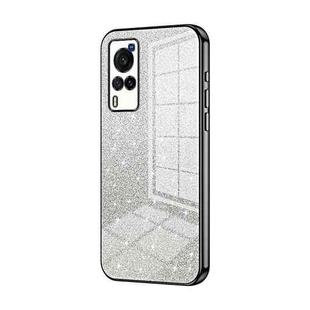 For vivo X60 Gradient Glitter Powder Electroplated Phone Case(Black)