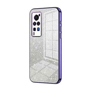 For vivo X60 Pro Gradient Glitter Powder Electroplated Phone Case(Purple)