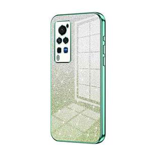 For vivo X60 Pro Gradient Glitter Powder Electroplated Phone Case(Green)