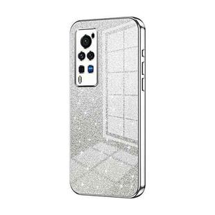 For vivo X60 Pro Gradient Glitter Powder Electroplated Phone Case(Silver)