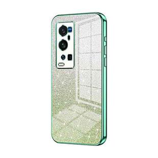 For vivo X60 Pro+ Gradient Glitter Powder Electroplated Phone Case(Green)