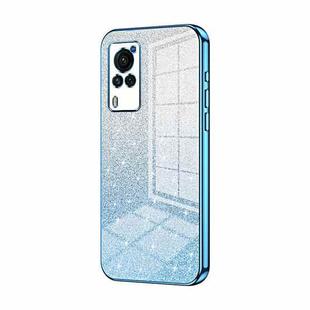 For vivo X60 Curved Screen Gradient Glitter Powder Electroplated Phone Case(Blue)