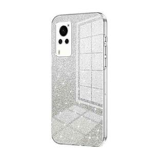For vivo X60 Curved Screen Gradient Glitter Powder Electroplated Phone Case(Transparent)