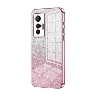 For vivo X70 Gradient Glitter Powder Electroplated Phone Case(Pink)