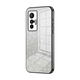 For vivo X70 Gradient Glitter Powder Electroplated Phone Case(Black)