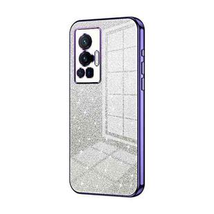 For vivo X70 Pro Gradient Glitter Powder Electroplated Phone Case(Purple)
