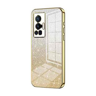 For vivo X70 Pro Gradient Glitter Powder Electroplated Phone Case(Gold)