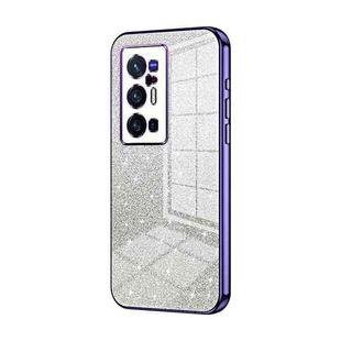 For vivo X70 Pro+ Gradient Glitter Powder Electroplated Phone Case(Purple)