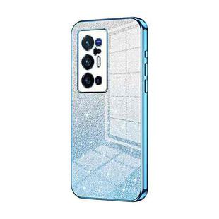 For vivo X70 Pro+ Gradient Glitter Powder Electroplated Phone Case(Blue)