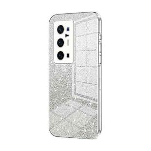 For vivo X70 Pro+ Gradient Glitter Powder Electroplated Phone Case(Transparent)