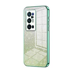 For vivo X70 Pro+ Gradient Glitter Powder Electroplated Phone Case(Green)