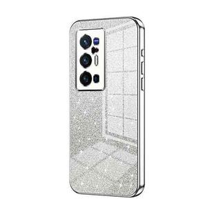 For vivo X70 Pro+ Gradient Glitter Powder Electroplated Phone Case(Silver)