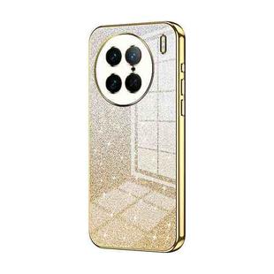 For vivo X90 Pro Gradient Glitter Powder Electroplated Phone Case(Gold)