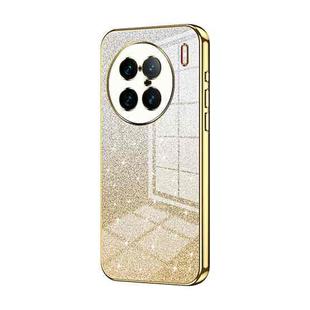 For vivo X90 Pro+ Gradient Glitter Powder Electroplated Phone Case(Gold)