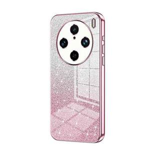 For vivo X100 Pro Gradient Glitter Powder Electroplated Phone Case(Pink)